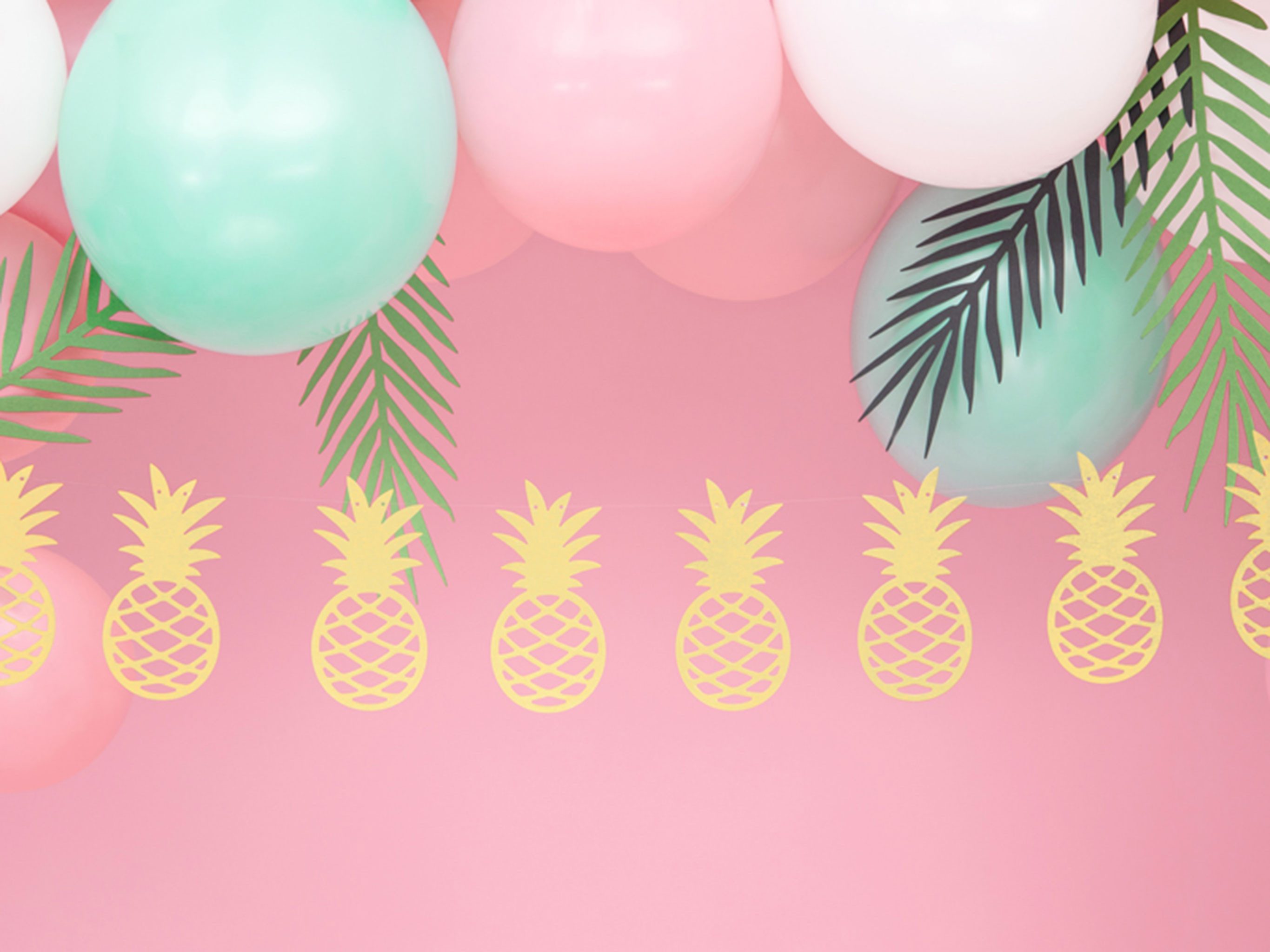 partydeco Wimpelkette, Girlande Ananas 13x150cm gold metallic
