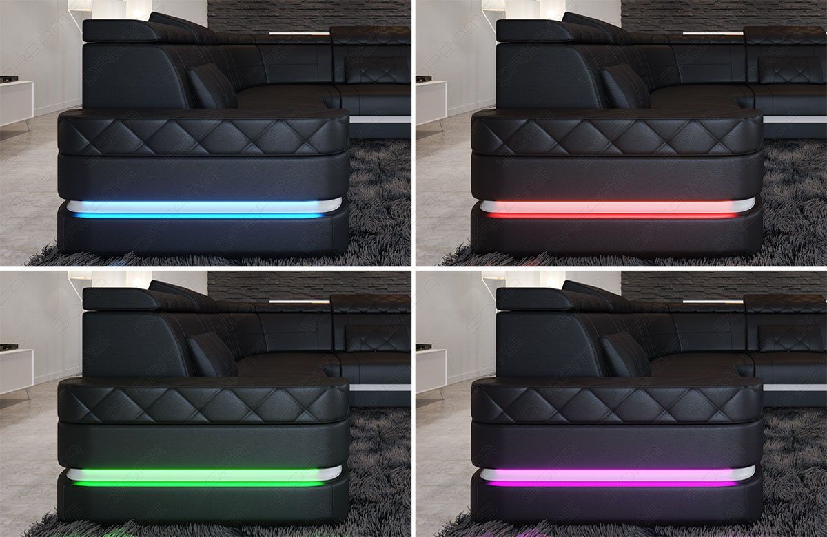 mit L LED, Ledersofa, Ecksofa Positano Designersofa Dreams Couch Sofa Sofa Form Leder Stauraum, mit