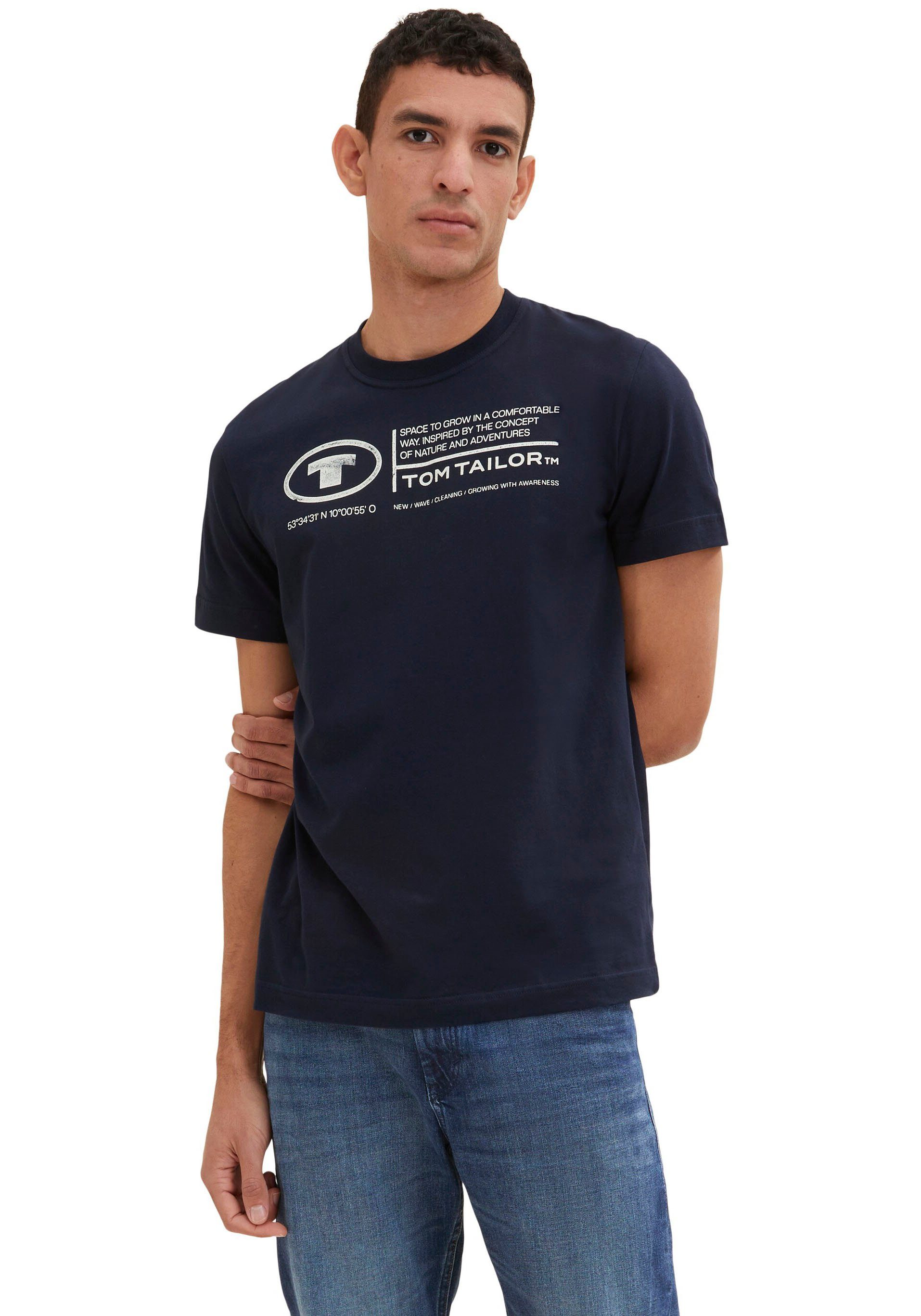 Frontprint Tailor TAILOR Herren dunkelblau Tom T-Shirt TOM Print-Shirt