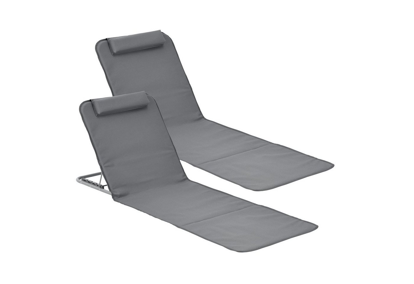 en.casa Gartenliege, 2er, »Donostia« 2er Set Stahlrahmen klappbar 143x48 cm Dunkelgrau