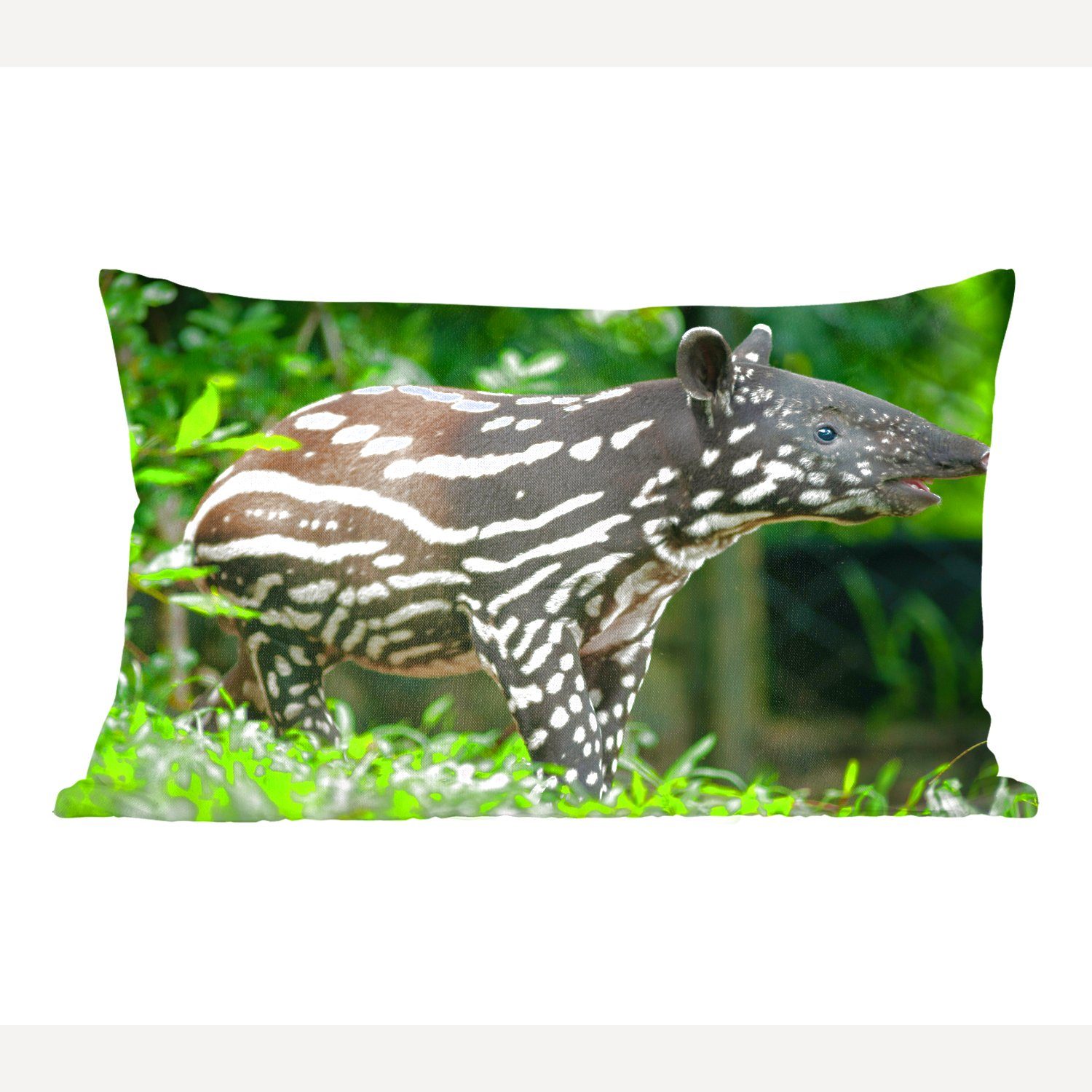 MuchoWow Dekokissen Junger Tapir im Dschungel, Wohzimmer Dekoration, Zierkissen, Dekokissen mit Füllung, Schlafzimmer