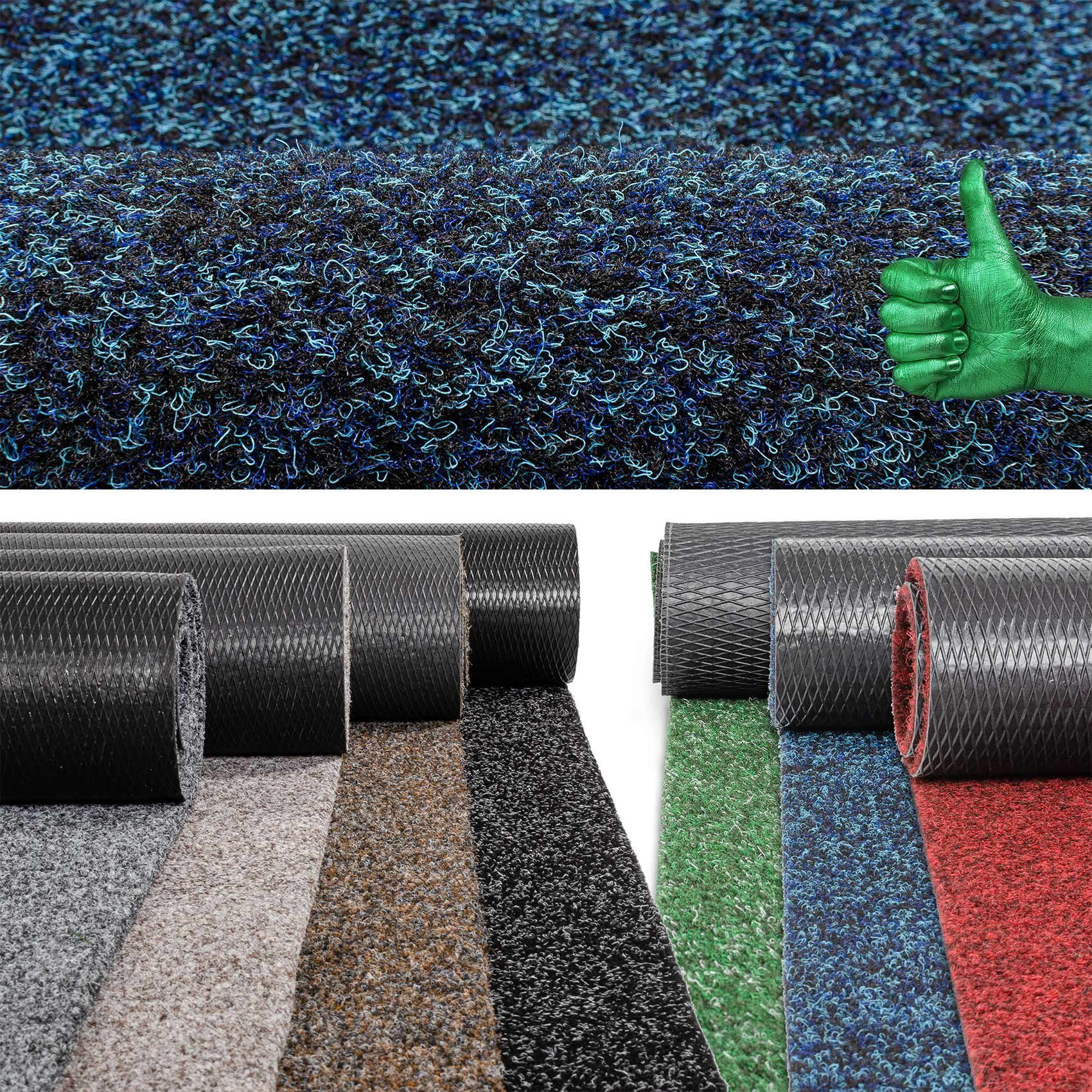 ANRO Läufer Teppichläufer POET Sauberlaufmatte Fußmatte Teppich Läufer, eckig, Höhe: 5 mm, Bodenläufer 100x100cm Meliert Blau Breite 100cm – Bild 5 von 5