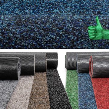 Läufer Läufer Teppichläufer Flurläufer Vorleger Teppich POET Kräusel Blau, ANRO, Rechteckig, Höhe: 5 mm, Textil
