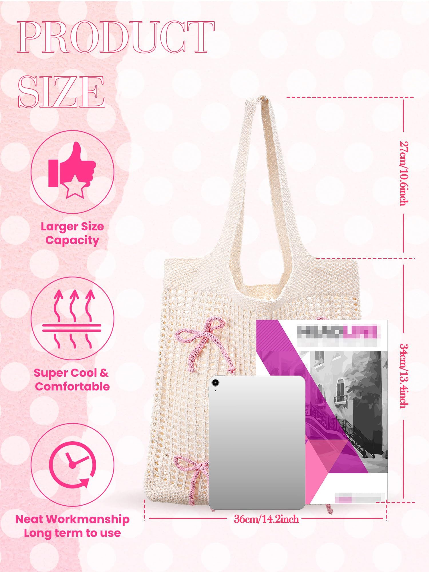 Coonoor Schultertasche Damen Strandtasche mit Schleife, günstig online kaufen