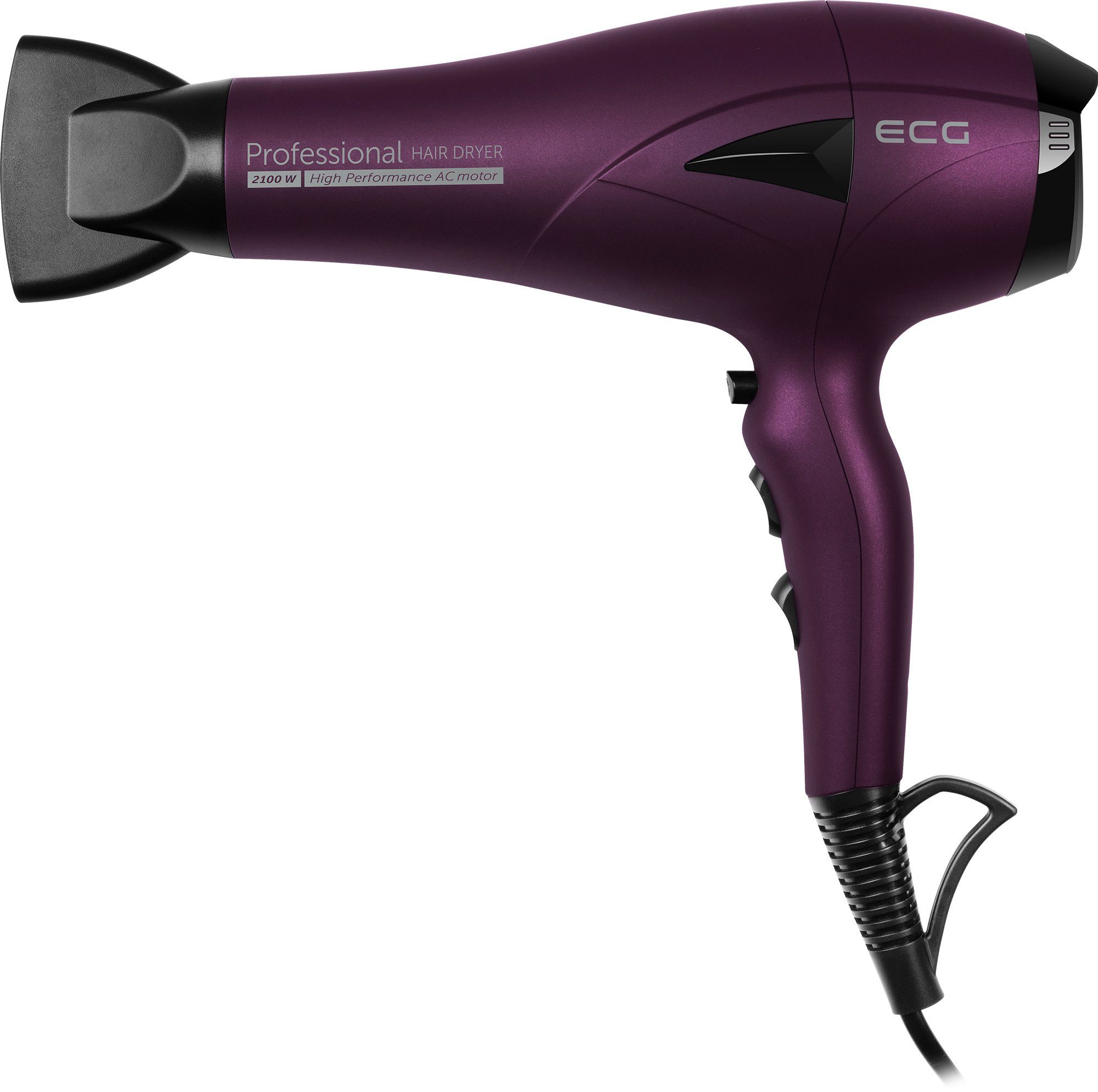 ECG Haartrockner VV 3121, 2100,00 W, Ergonomisches Design, Thermosicherung gegen Überhitzung des Motors