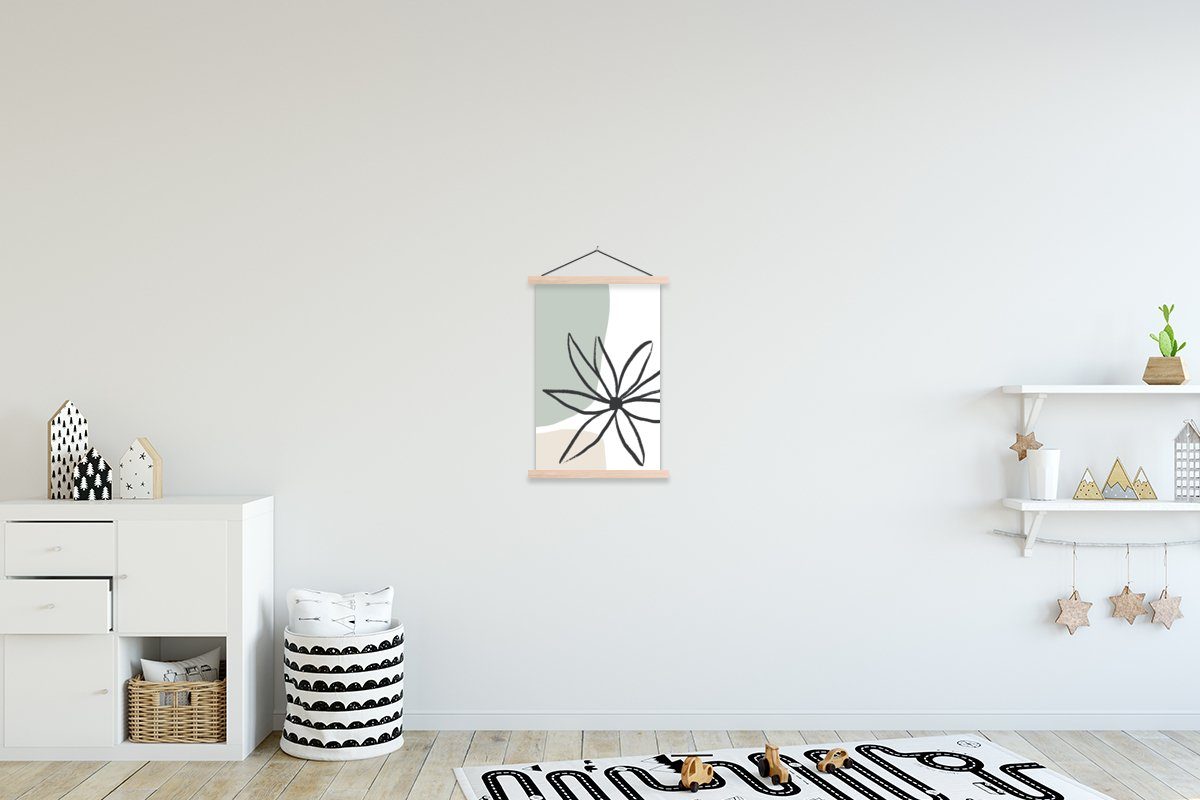 Bilderleiste, Poster Magnetisch Textilposter St), für - Wohnzimmer, Minimalismus, Pastell - Blume (1 MuchoWow Posterleiste,