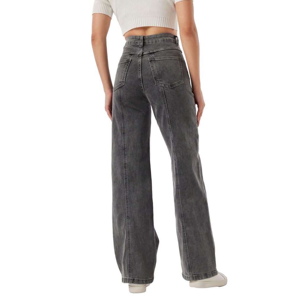 Ital-Design Dad-Jeans Damen Freizeit (91279938) Used-Look Stretch High Waist Jeans in Grau