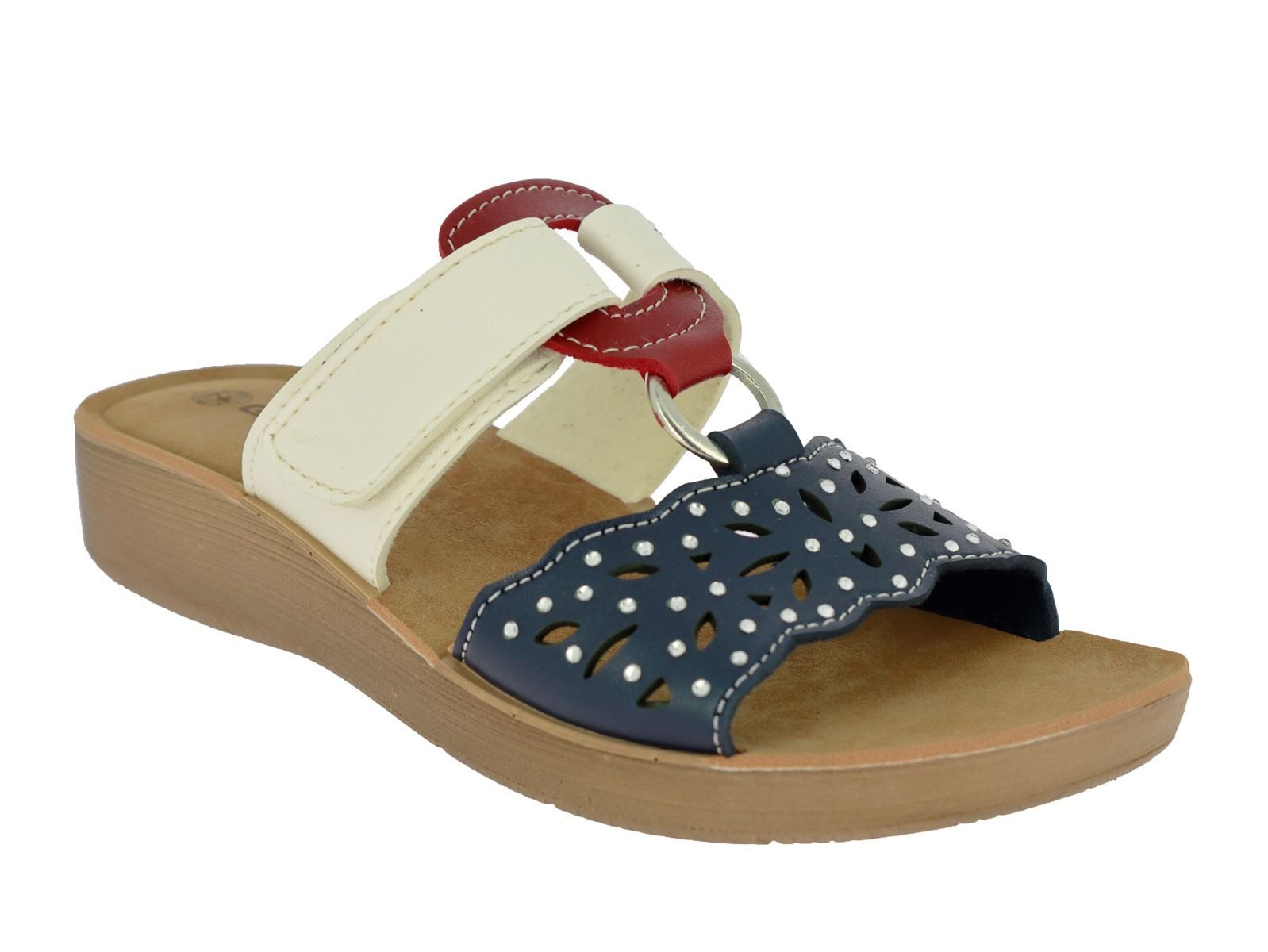 emeco Damen Pantoletten Schlappen Latschen Sandalette Strasssteine R240 36 Keilsandalette