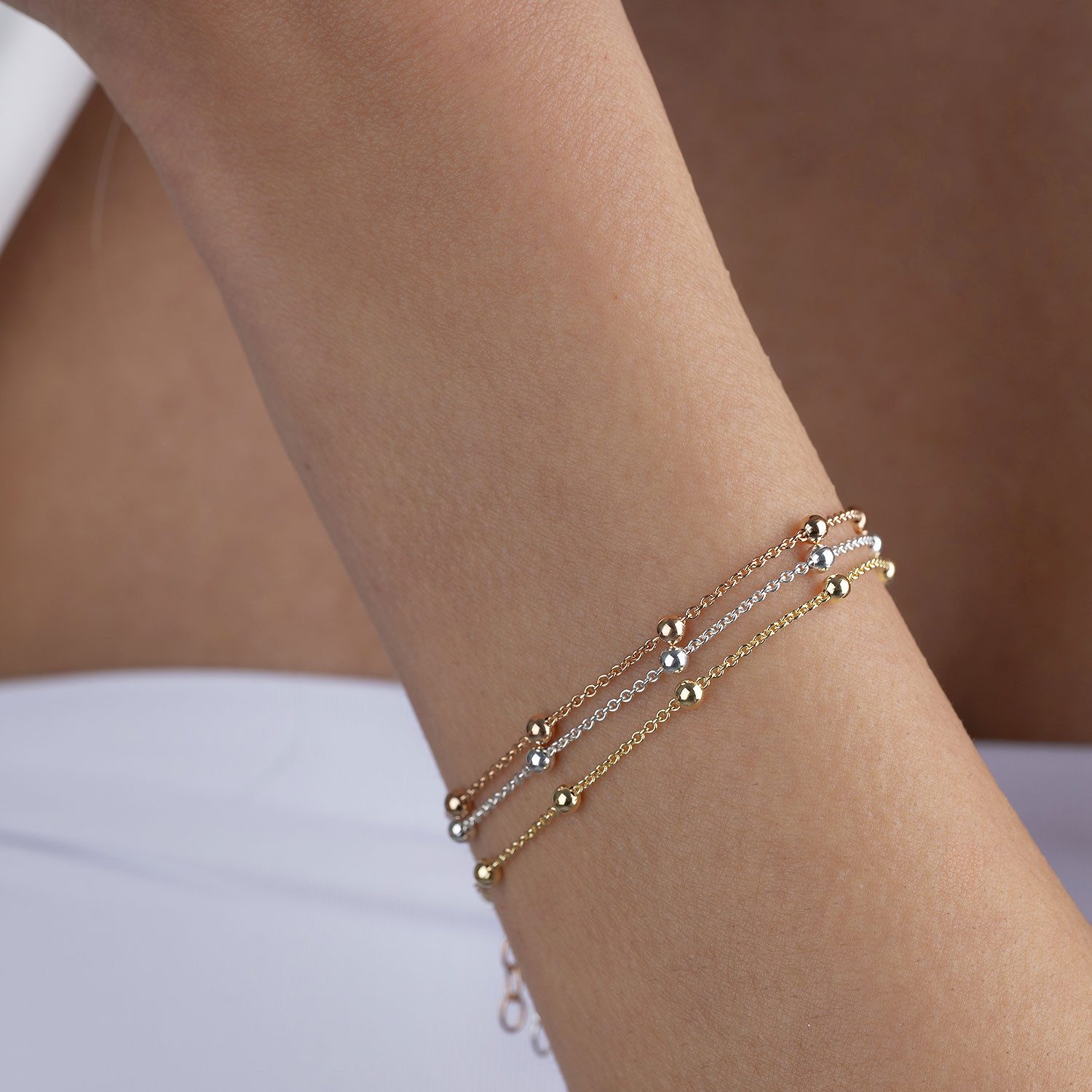 Materia Armband Kugelarmband vergoldet SA-88-Gold, 925 Sterling Silber, größenverstellbar