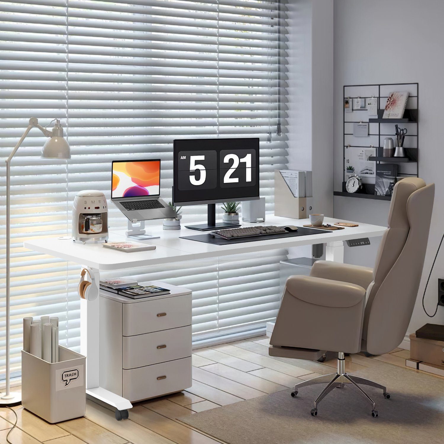 HOMALL Schreibtisch Höhenverstellbar Elektrisch Ergonomisch tisch 160/180cm Weiß