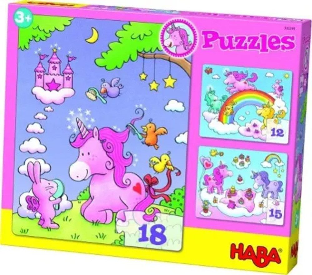 Puzzle Puzzles Einhorn Glitzerglück. 3 Motive 12, 15, 18 Teile, 18 Puzzlete günstig online kaufen