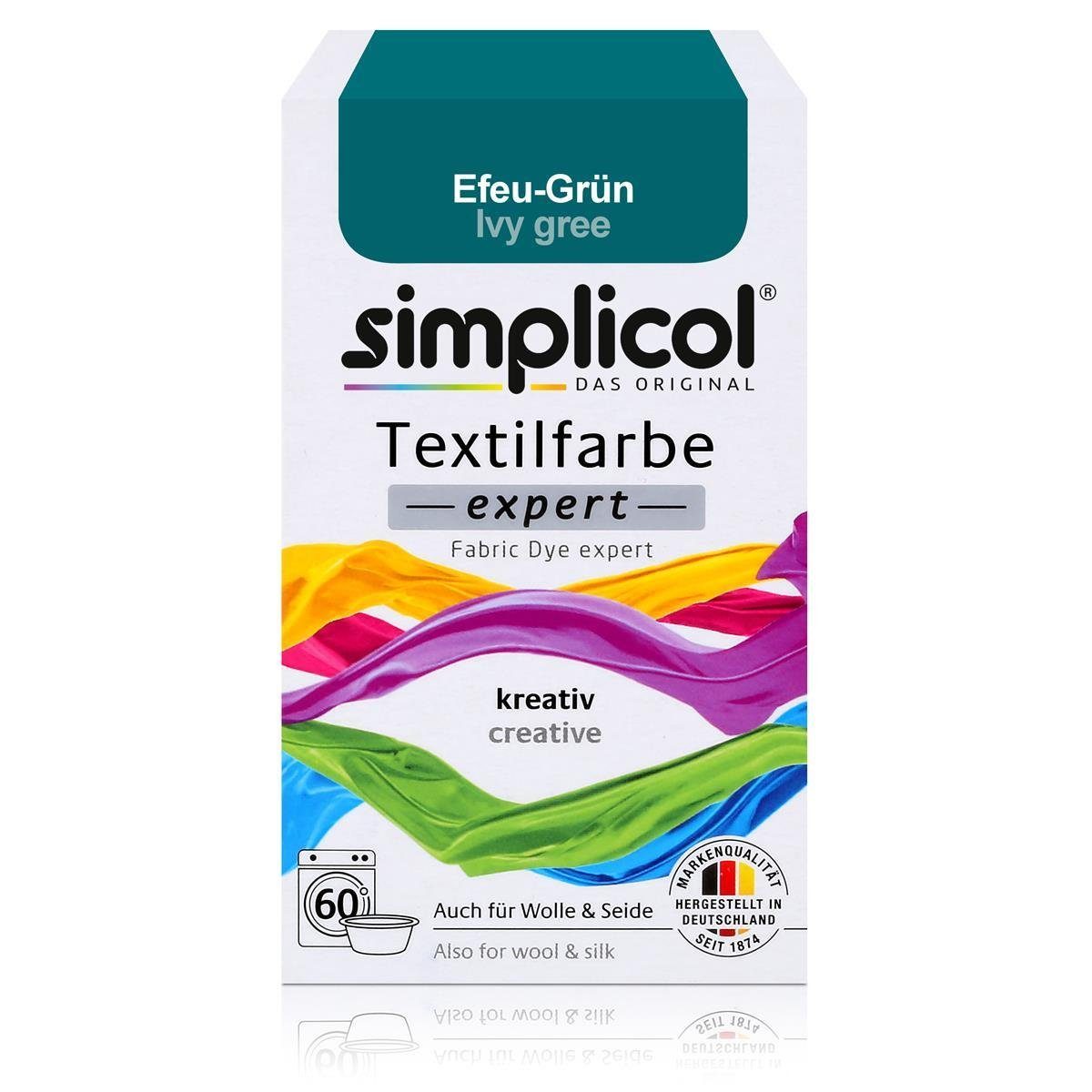 simplicol Textilfarbe Simplicol Textilfarbe expert Efeu-Grün 150g - Farbe zum Färben (1er Pa