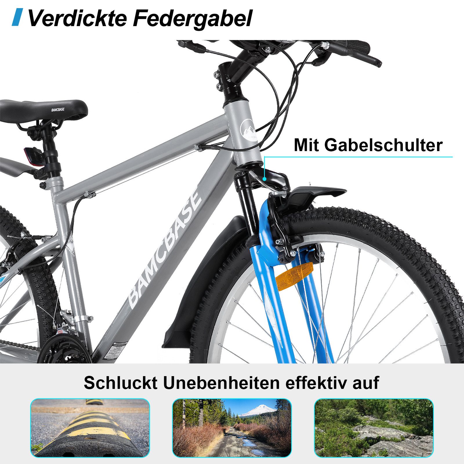HILAND Mountainbike 26 27,5 29 Zoll bike MTB für Männer Frauen, Studenten-Pendlerfahrrad, mit V-Bremse, 21 Gang, Federgabel, Hochwertiger Rahmen,Kettenschaltung
