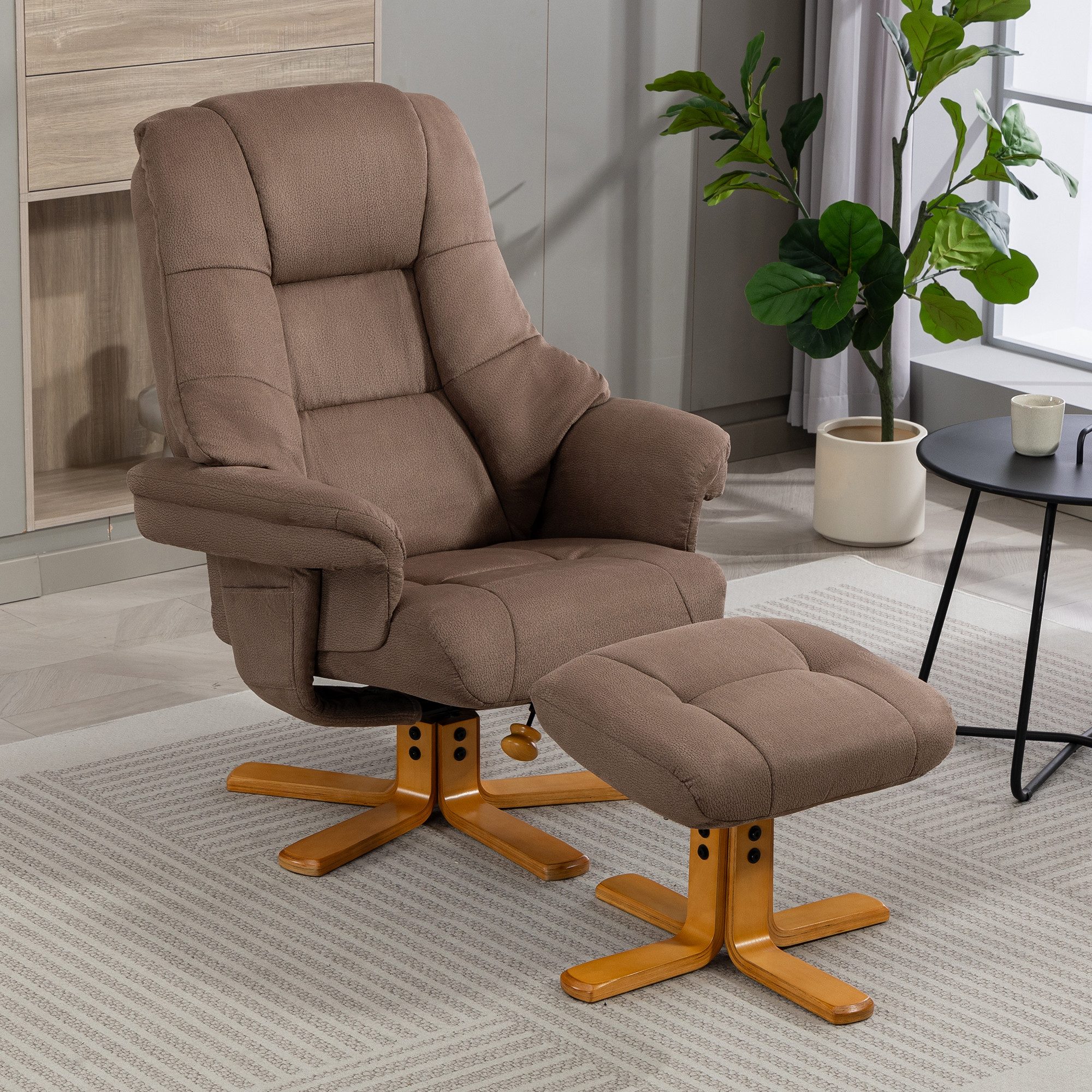 Duo Collection TV-Sessel Bordeaux, mit Hocker und Relaxfunktion, 360 Grad drehbar