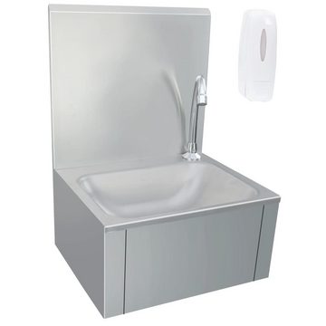 vidaXL Granitspüle Handwaschbecken mit Wasserhahn und Seifenspender Edelstahl, 34/40 cm