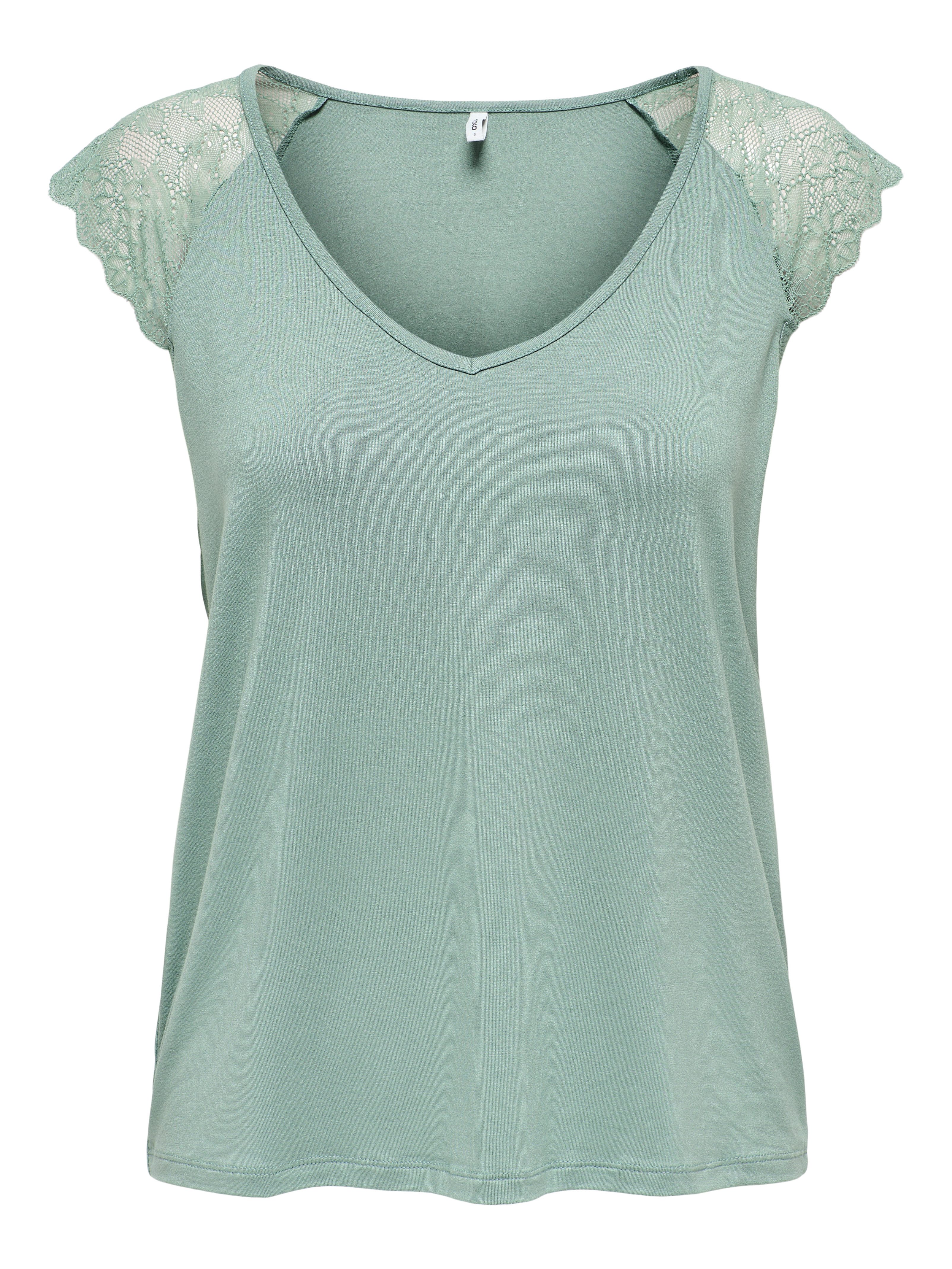 V-Shirt ONLPETRA S/S LACE MIX TOP CS JRS