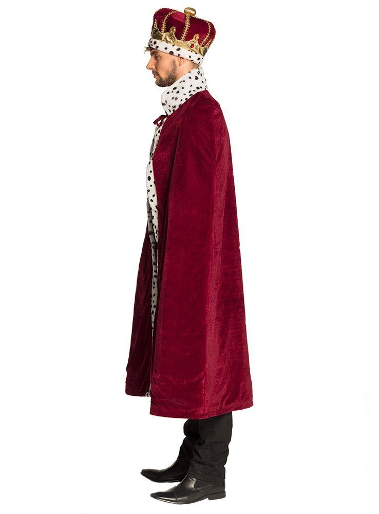 Boland Kostüm König Kostümset - Karnevalskostüm Herren Fasching, Bordeauxfarbene Robe und Krone für Kaiser und Könige