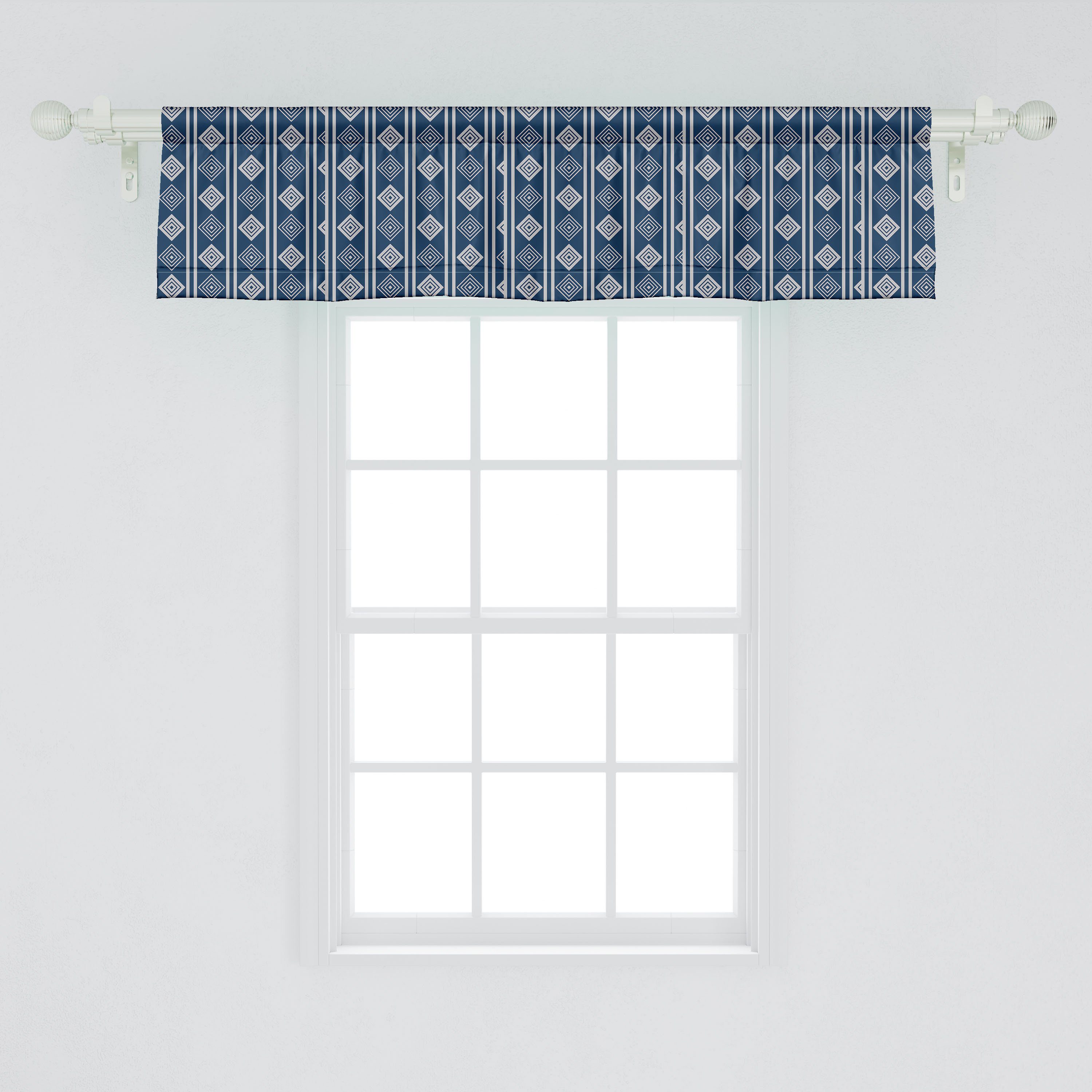 Stangentasche, für Vorhang Volant mit Scheibengardine Abakuhaus, Klassische Rautenmuster Abstrakt Schlafzimmer Microfaser, Küche Dekor