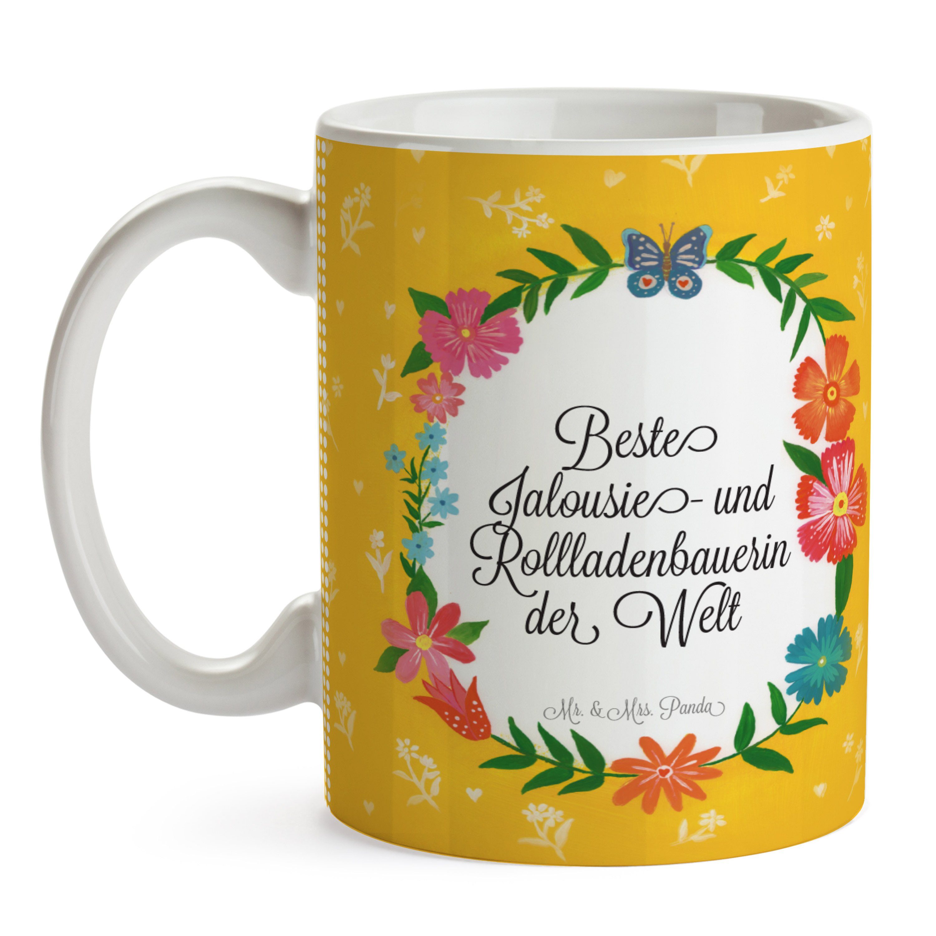 Mr. & Mrs. - Jalousie- Tasse, Tasse Geschenk, Abschluss, Schenken, und Panda Rollladenbauerin Keramik