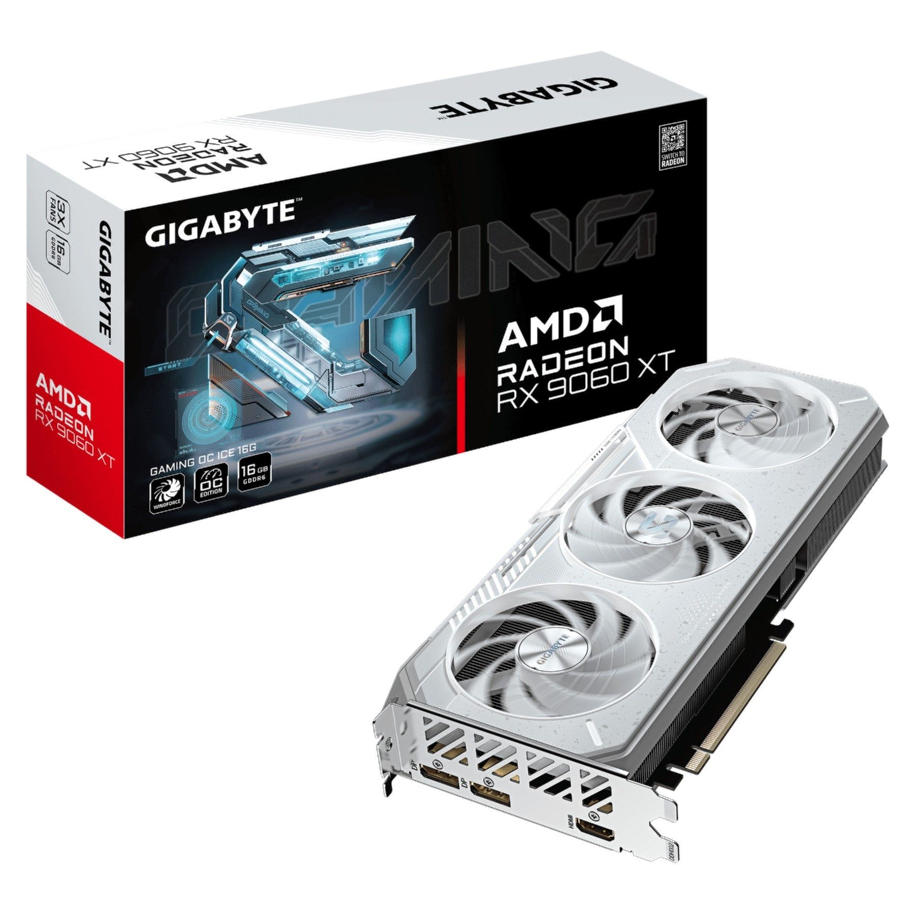 Gigabyte Grafikkarte Radeon RX 9060 XT GAMING OC ICE 16G - 16GB GDDR6, 256bit, Grafikkarte