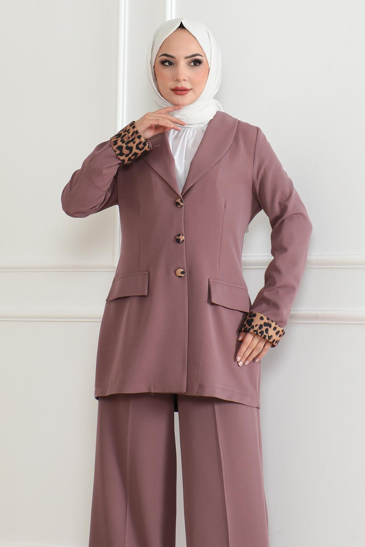 MODAMİHRAM Tunikakleid Leopardenmuster Set Indigo 19218 günstig online kaufen