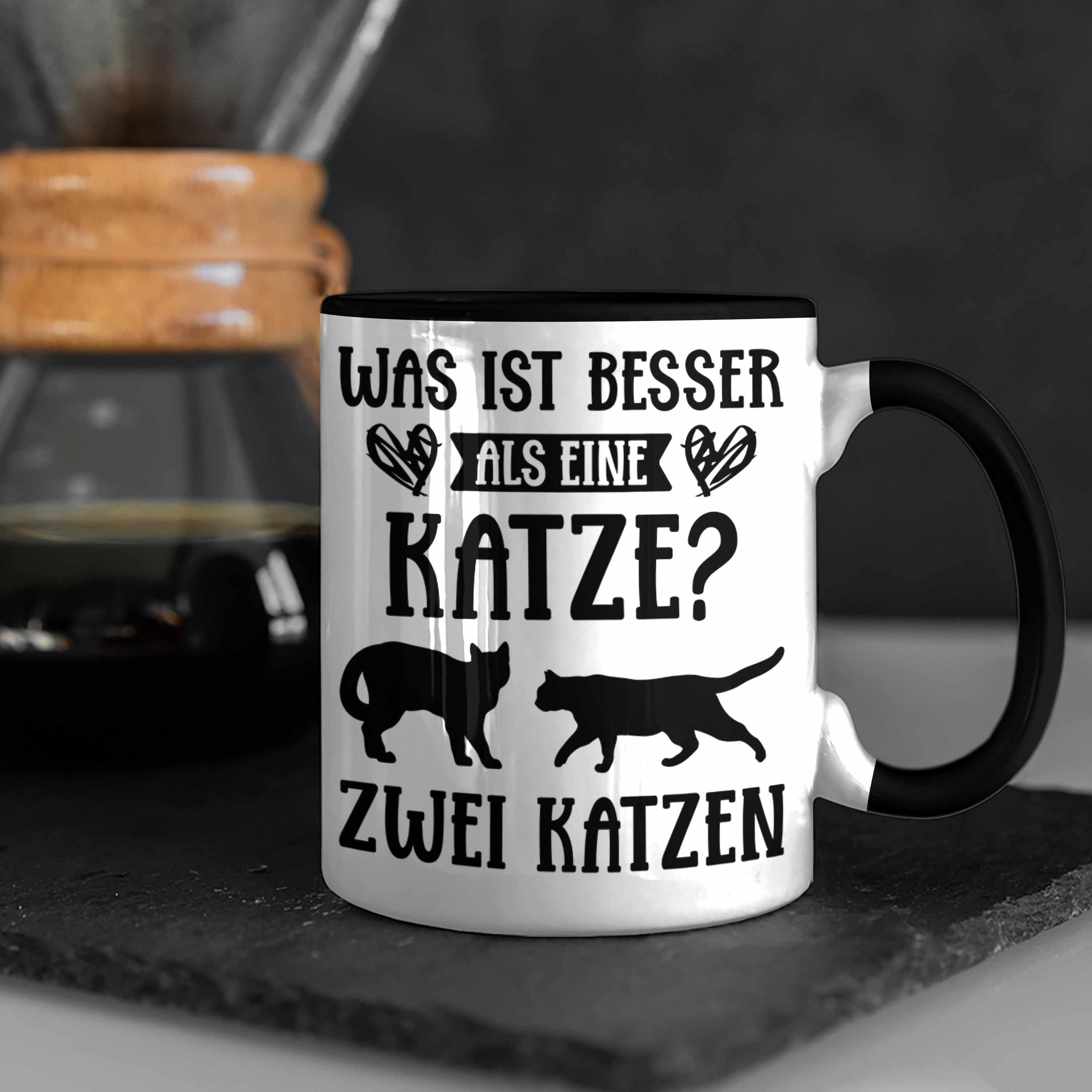 Katzen Trendation Cat Schwarz Tasse Geschenk Spruch Tasse Trendation Kaffeebecher Geschenke Lustig Grafik Katzenliebhaber - Katze Kaffeetasse