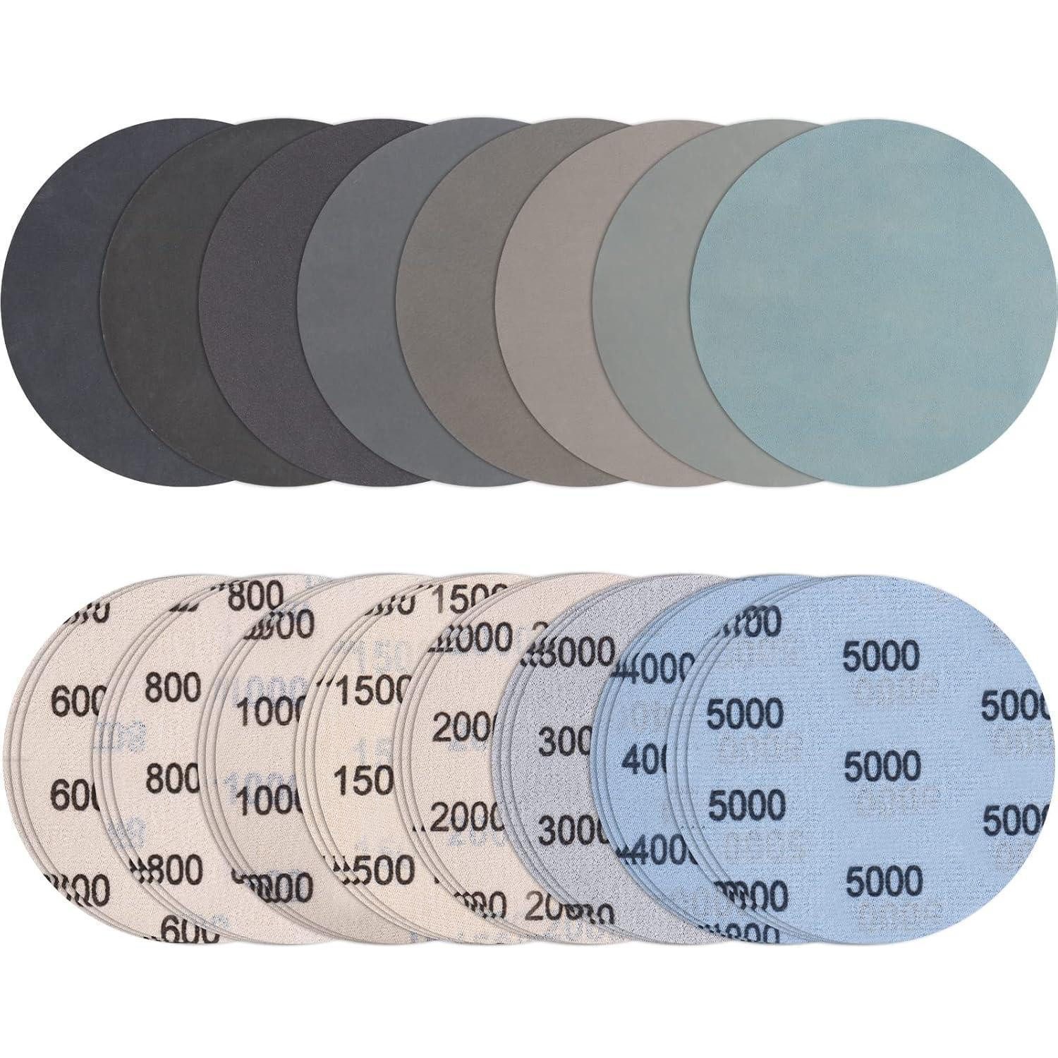 LuxusKollektion Schleifscheibe Schleifscheiben 125 mm Klett 24 Stück Körnung 600-5000 nass trocken