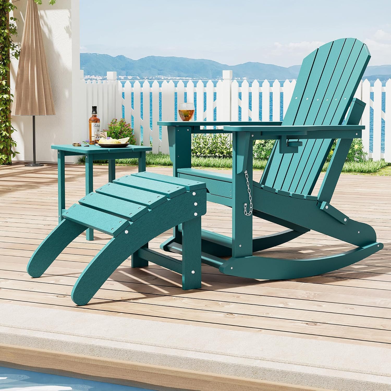 GarveeMore Fußhocker Adirondack,wetterfeste Terrassen-Fußablage für Adirondack-Stühle, Fußstütze aus Kunststoff für Veranda, Pool, Rasen und Garten