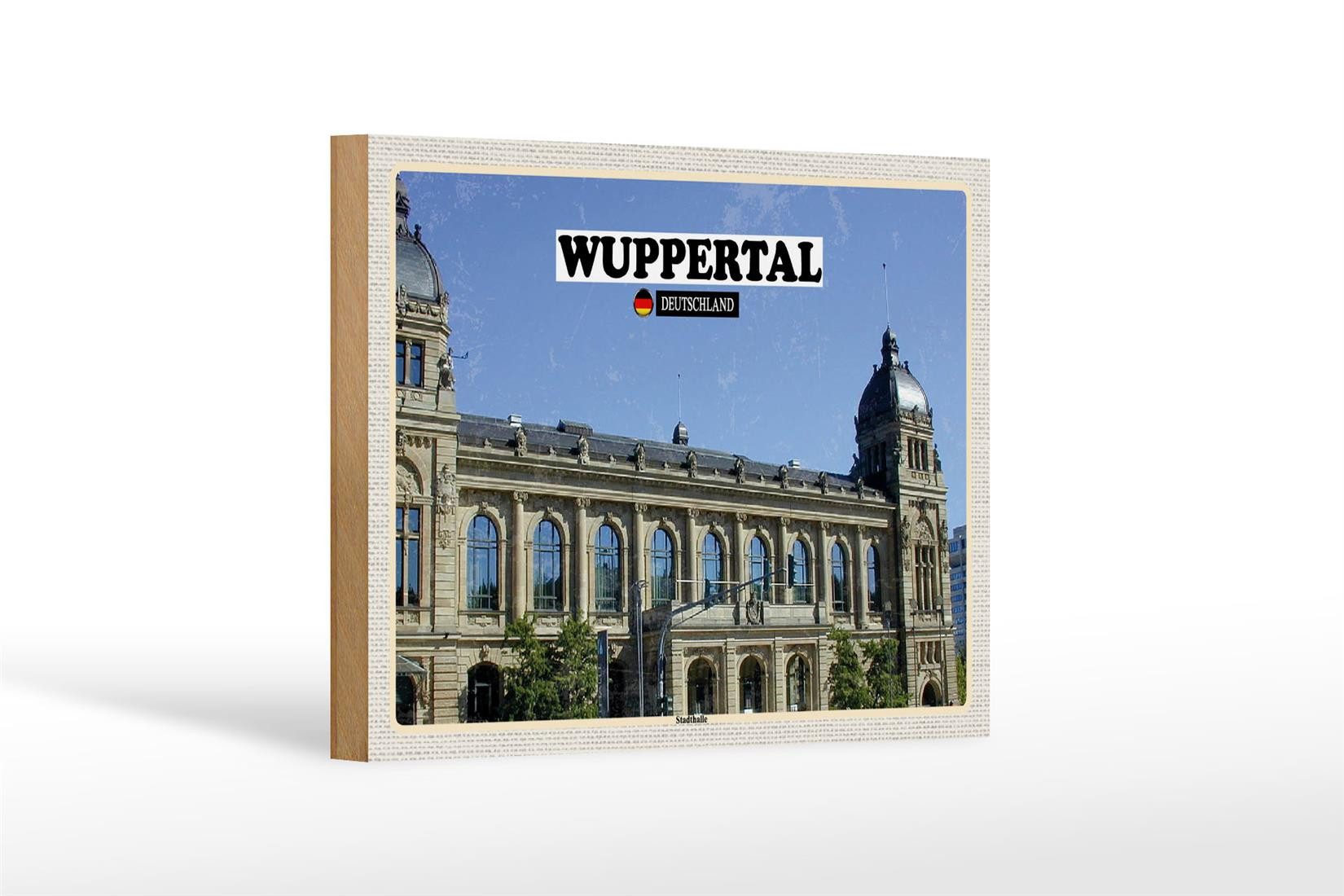 Holzbild Städte Wuppertal Deutschland Stadthalle 18x12 cm
