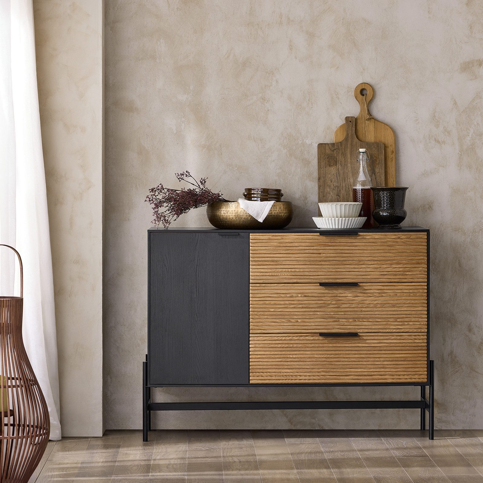 SoBuy Sideboard HFSB02, Küchenschrank Kommode Flurschrank Buffet Schuhschrank TV-Schrank