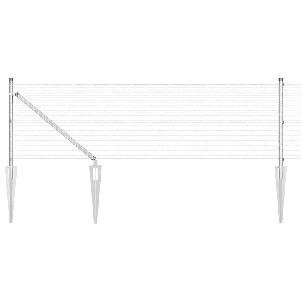vidaXL Gartenzaun Geschweißter Drahtzaun mit Stacheln 100 x 0,5 m Silber Netz, (1-St)