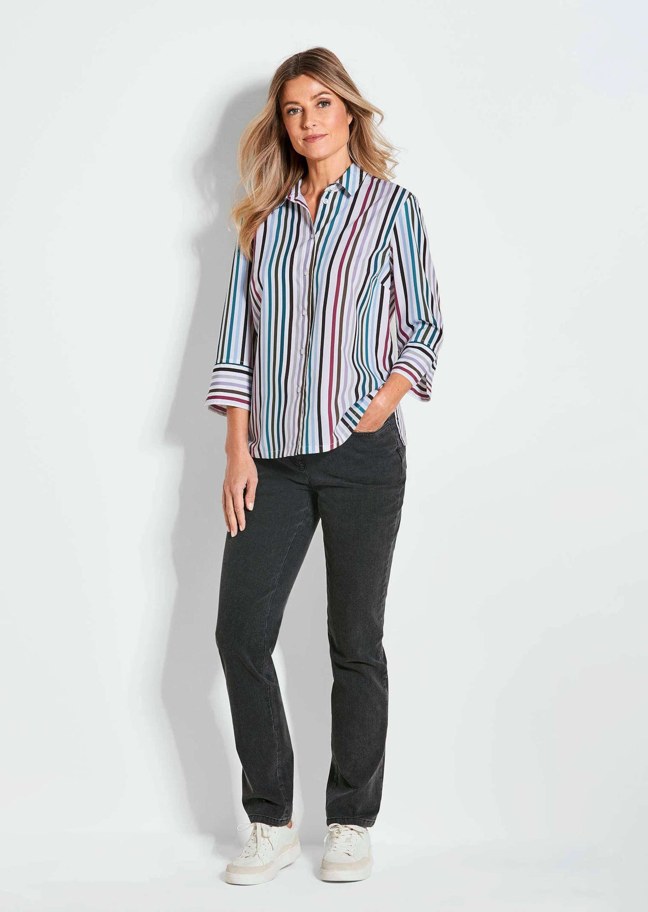 GOLDNER Hemdbluse Blusenshirt mit Streifenmuster Streifenbluse mit Hemdkrag günstig online kaufen