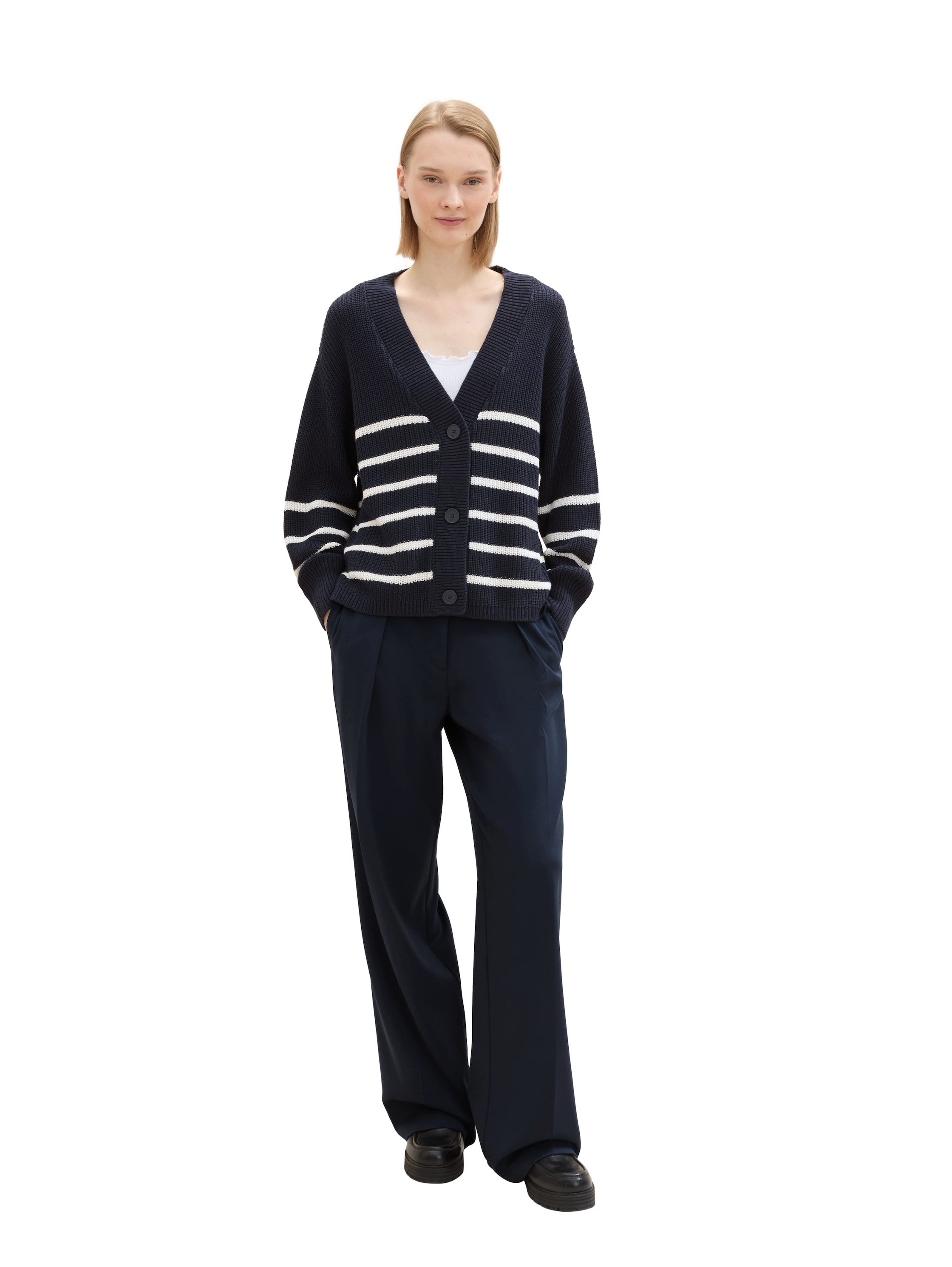 TOM TAILOR Denim Cardigan mit Strickstruktur und Knopfleiste
