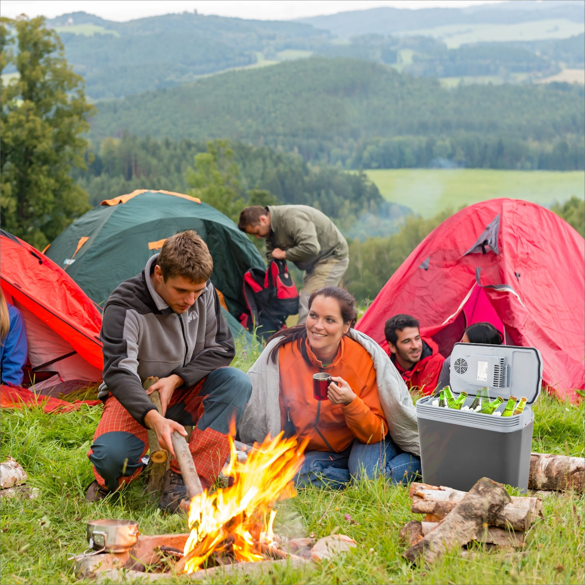 Arebos Elektrische Kühlbox 20L Mobil, Kühlschrank mit ECO Modus zum Kühlen & Warmhalten, 2 Programme: COLD & HOT