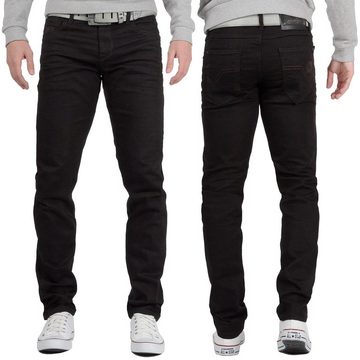 Cipo & Baxx Slim-fit-Jeans Herren Hose BA-CD319A W36/L32 (1-tlg) in Schwarz mit dicken Nähten