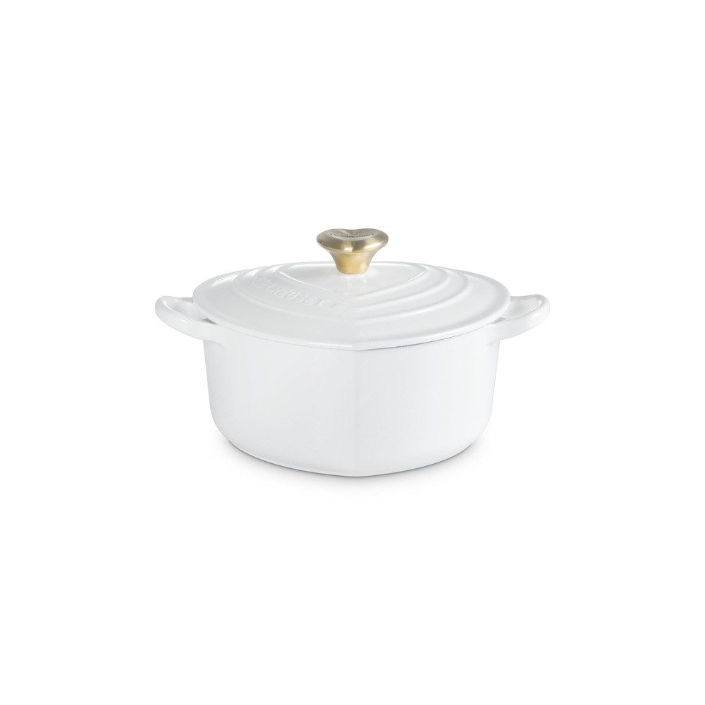 LE CREUSET Bräter LeCreuset Bräter Herz mit Herzknopf 20cm weiß, Gußeisen