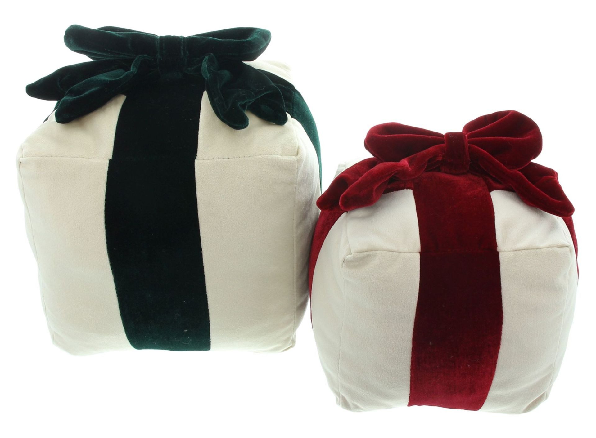 Dekoleidenschaft Dekokissen "Geschenk" 2er Set samtige Kuschelkissen, Weihnachtsdeko, Sofakissen, Zierkissen, Couchkissen