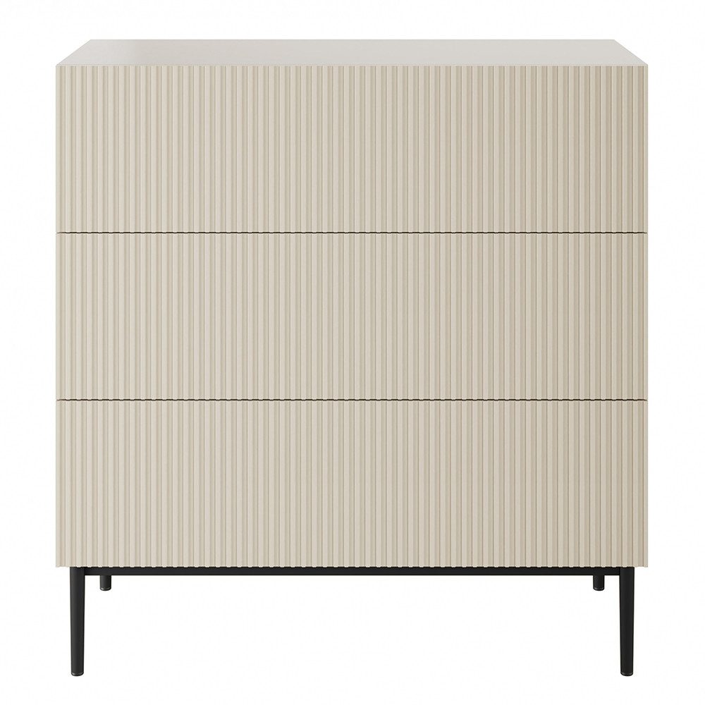 Lomadox Kommode NAVASOTA-141, 100 cm breit, kaschmir mit schwarzen Beinen, 3 Schubladen