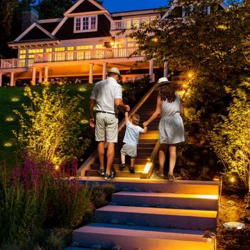 PRECORN LED Solarleuchte 4x LED Solar Bodenleuchten für Garten und Außenbereich Solarlampen