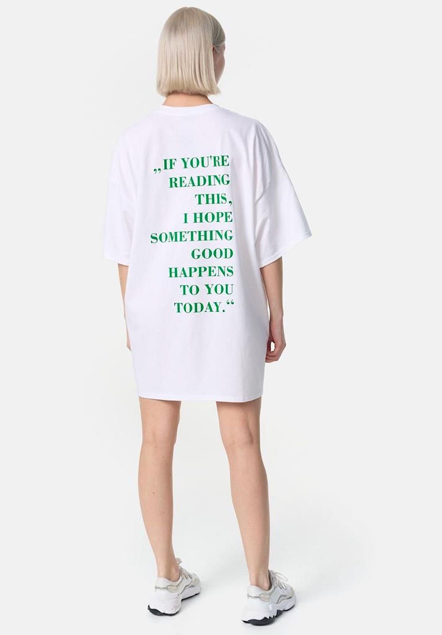 Worldclassca Print-Shirt Worldclassca Oversized Print T-Shirt lang Tee Sommer Oberteil Weiß