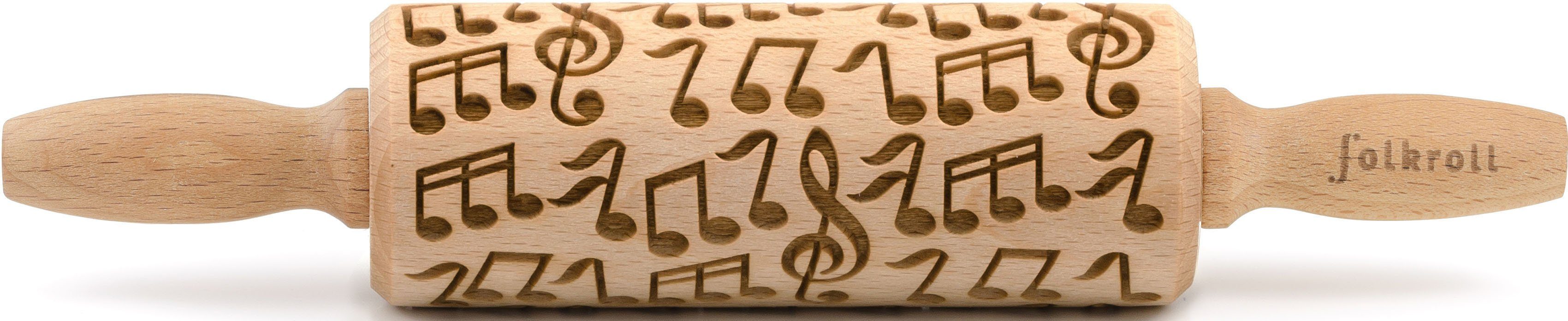 folkroll Teigroller 3D-Motiv-Teigrolle Massivholz, Musik