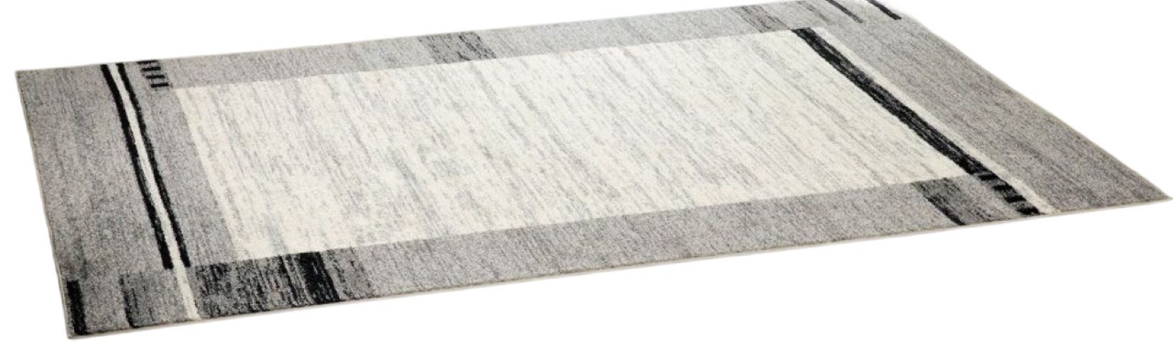 Peyer Syntex Teppich Teppich modern Design, anthrazit, Rechteckig, Höhe: 9 mm, Bordüre, pflegeleicht, rechteckig, grau, modern, Wohnzimmer, Flur