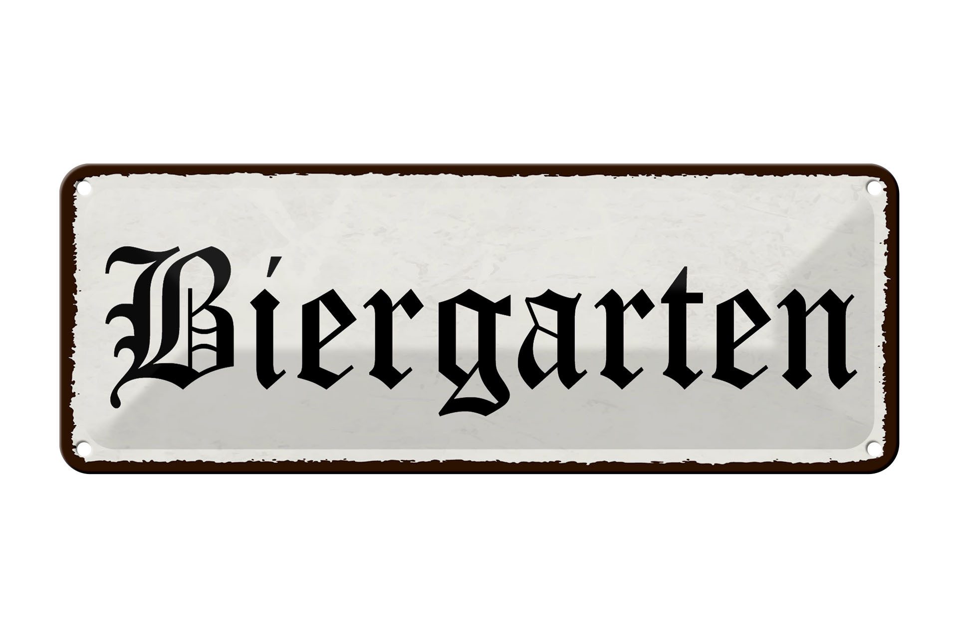 Femer GmbH Metallschild Hinweis 27x10cm Biergarten weißes Schild, (1 St), gewölbte Oberfläche, abgerundete Ecken, umgeschlagene Kanten