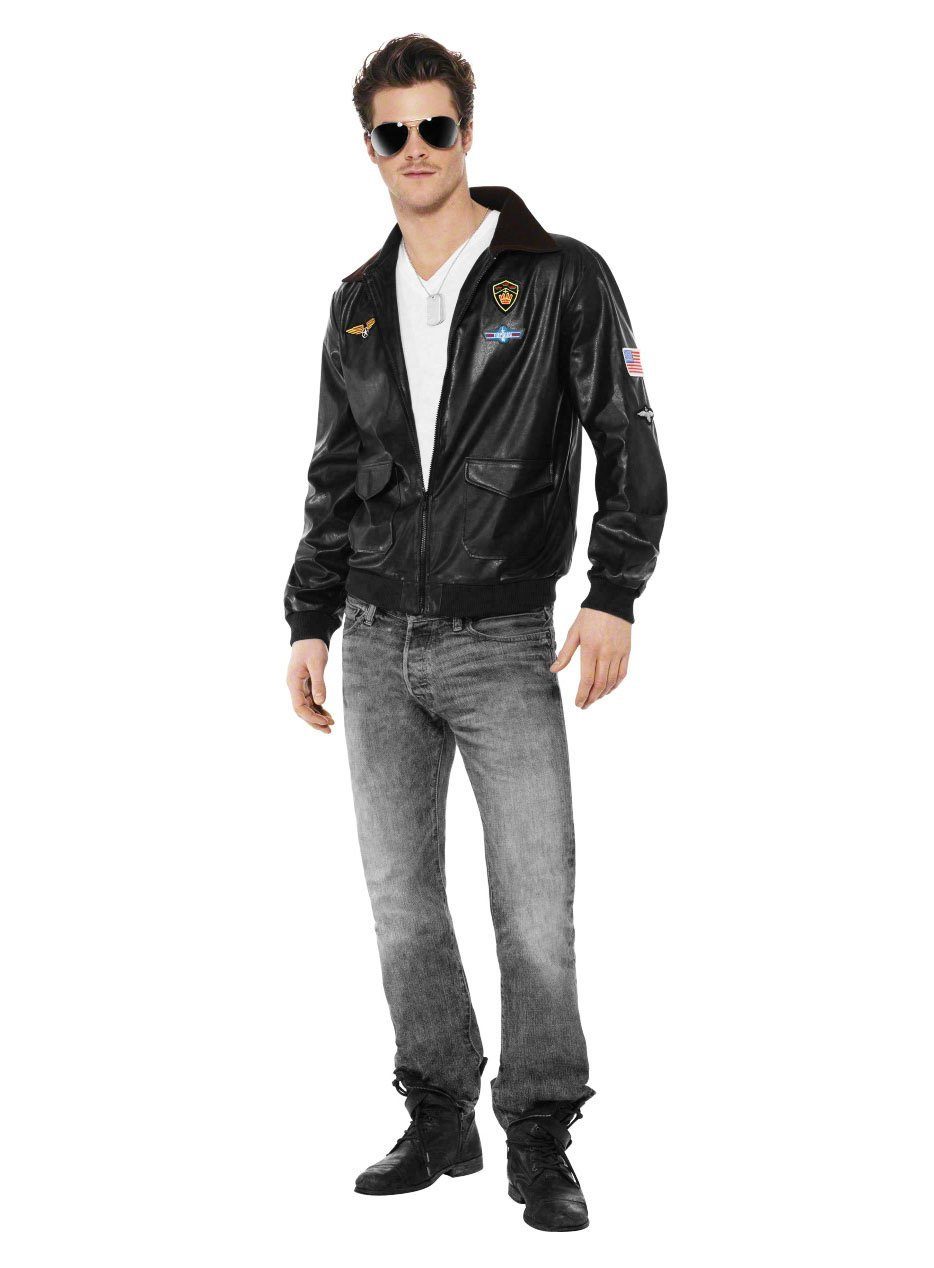 Smiffys Kostüm Top Gun Pilotenjacke Filmkostüm Karnevalskostüme, Original lizenziertes Kostüm aus dem Film 'Top Gun'