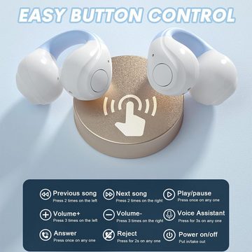 Xmenha IPX5 wasserdicht für Schutz vor Schweiß und Regen Open-Ear-Kopfhörer (Integrierte LED-Leistungsanzeige und Touch-Steuerung für einfache Bedienung von Musik, Anrufen und Lautstärke., mit Ohrbügel, Tragekomfort und Sicherheit in offener Umgebung,Leichtes)