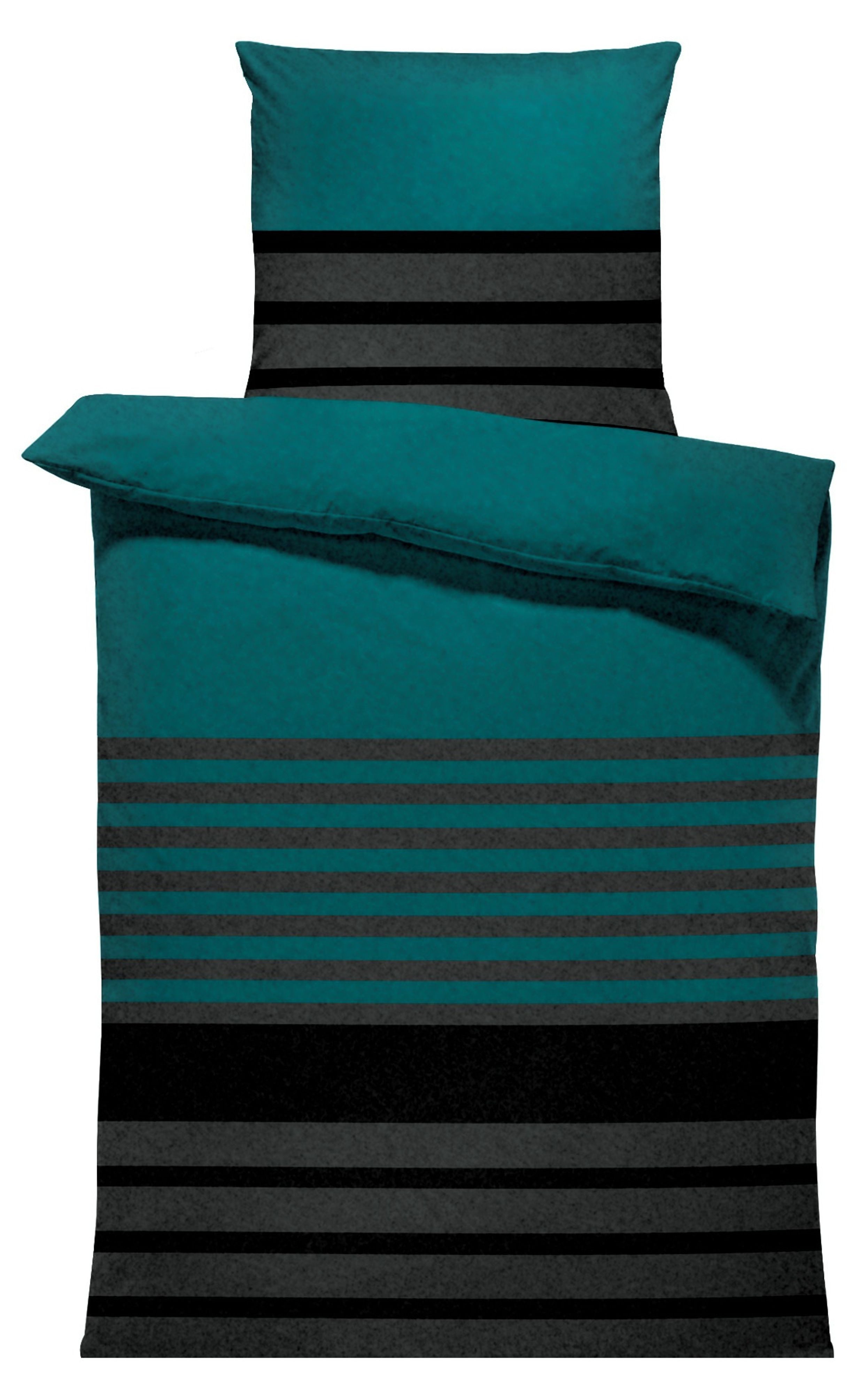 One Home Bettwäsche Winter Thermofleece, Fleece, 2 teilig, Streifen Gestreift, kuschelig flauschig warm weich Modern