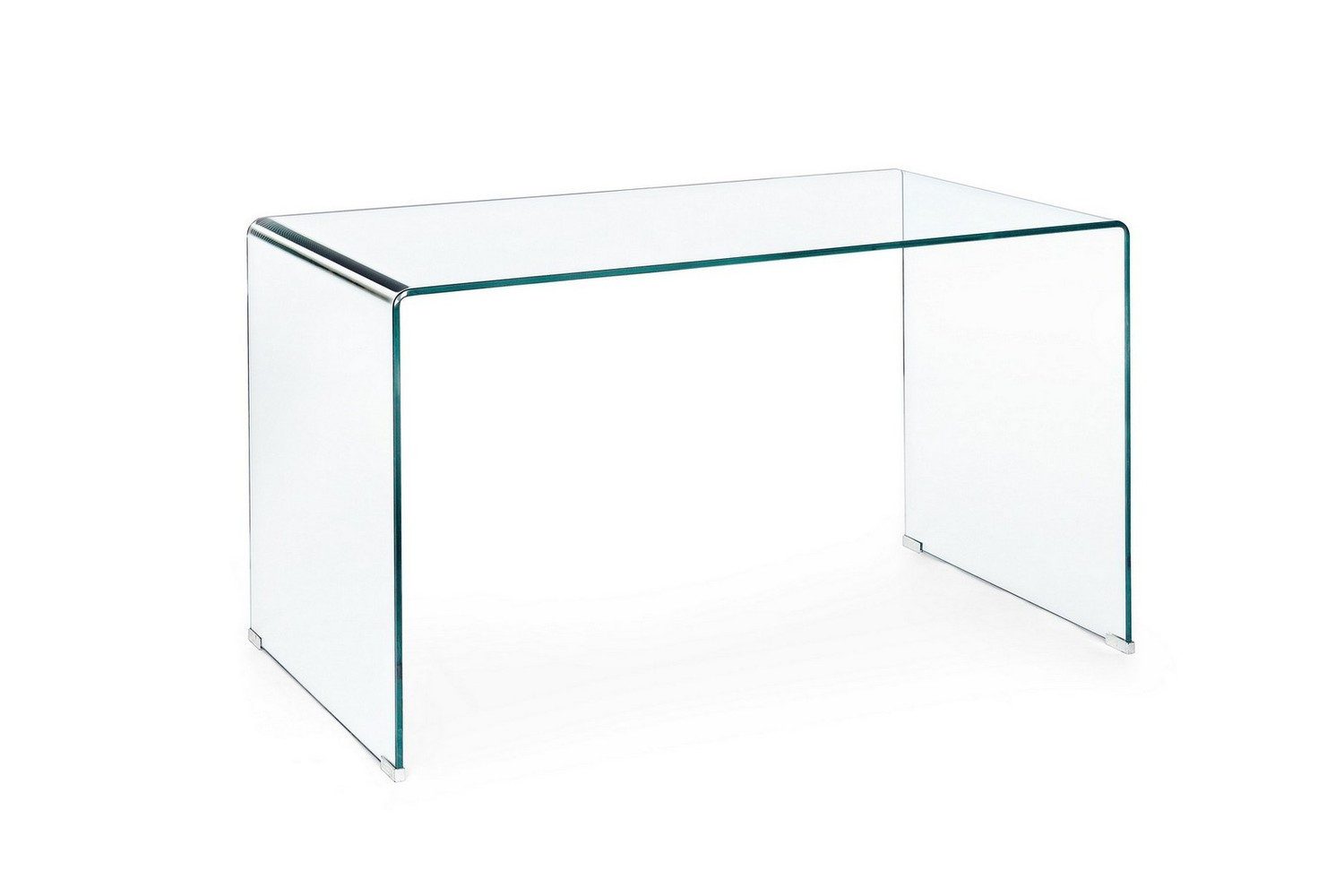 Natur24 Schreibtisch Tisch Iride 126x70x74 Beine und Platte aus gehärtetem Glas Transparent