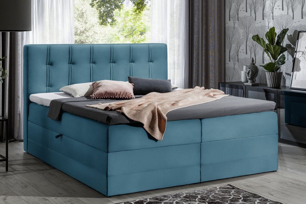 99rooms Boxspringbett Hugo (Schlafzimmerbett, Bett), 120/140/160/180/200, mit Taschenfederkernmatratze, Topper, Bettkasten