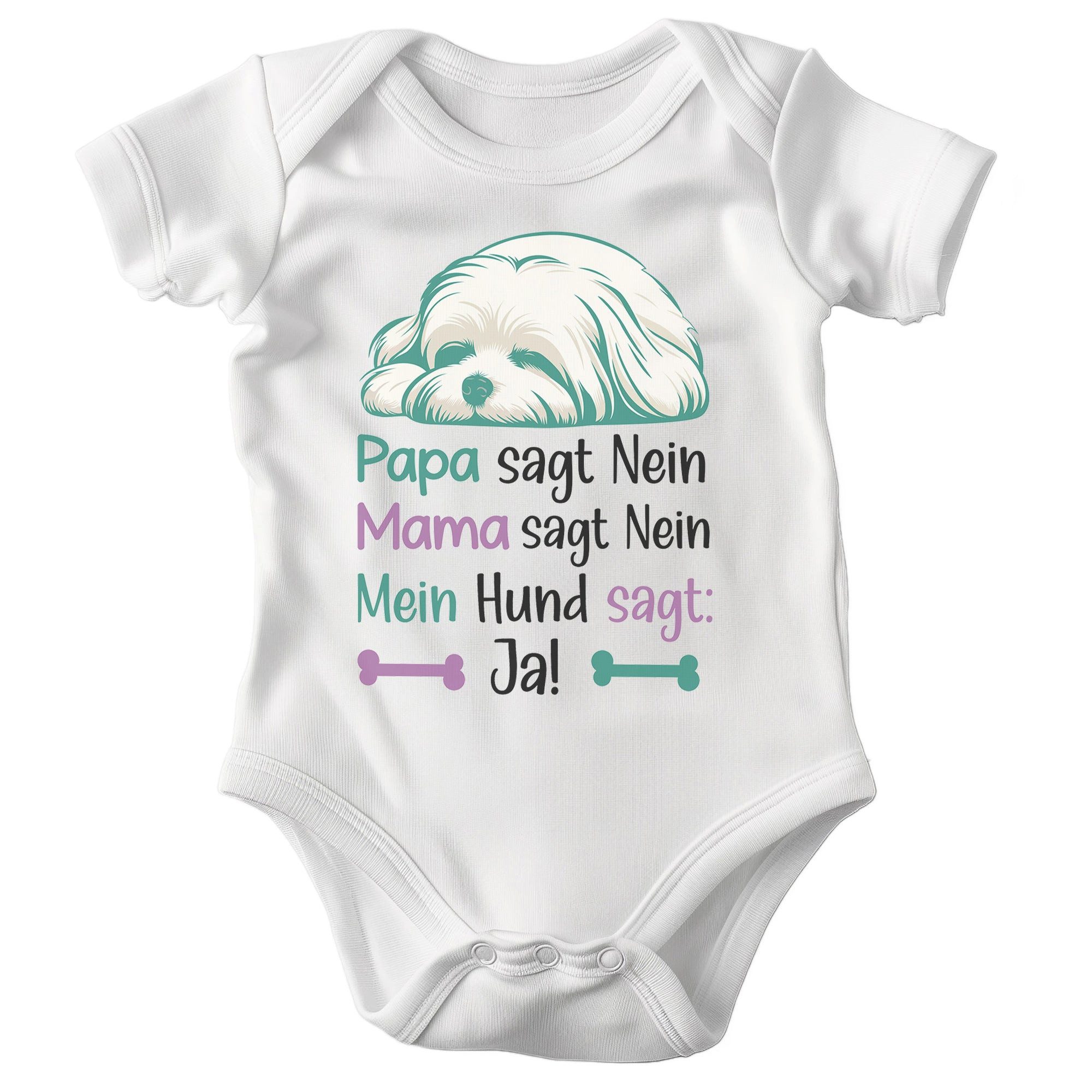 22Feels Kurzarmbody Bio Unisex Babybody Weiß Malteser Personal Geschenk 1. Geburtstag BIO-Baumwolle - In Deutschland Bedruckt - Niedlicher Print