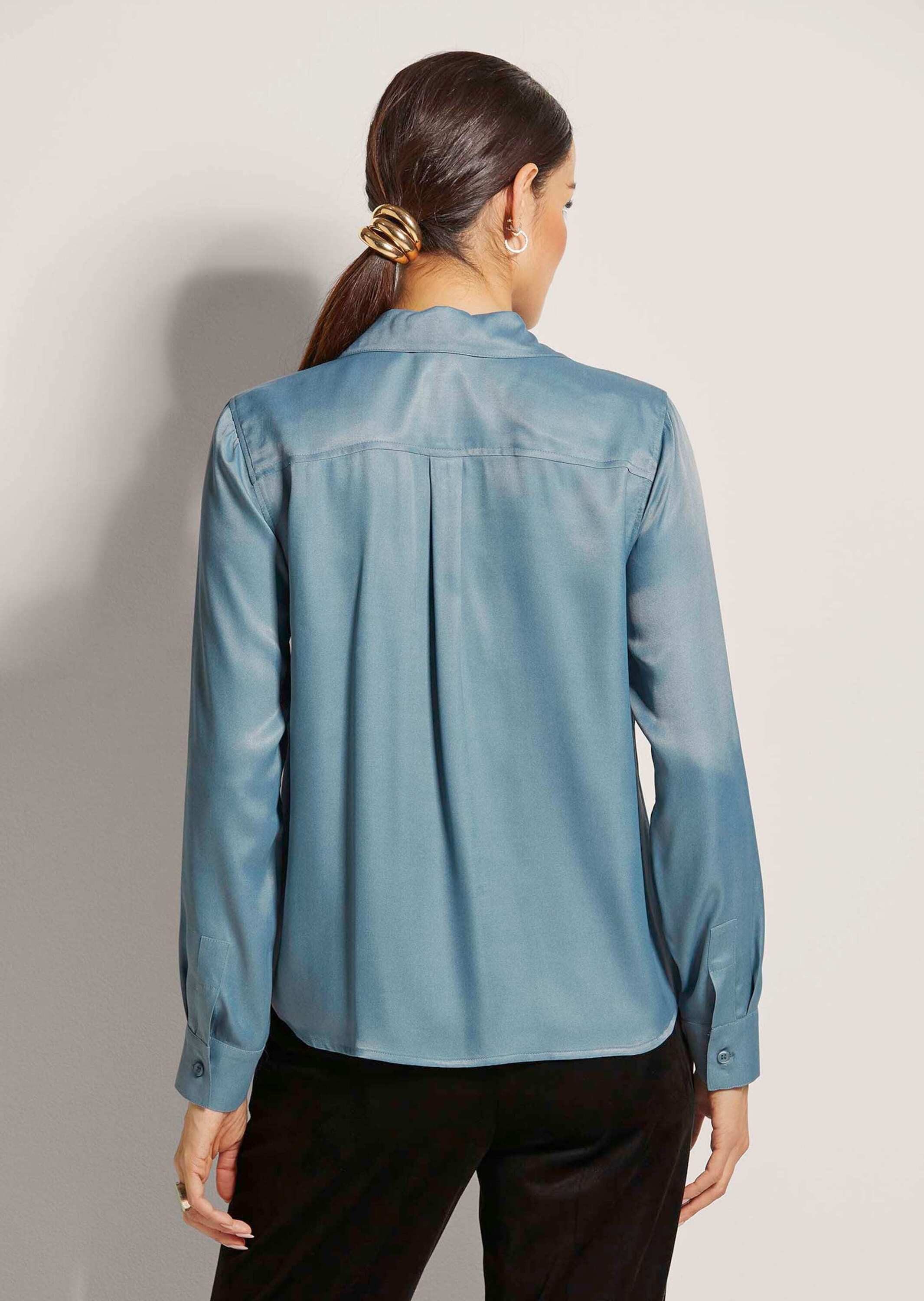 MADELEINE Hemdbluse Elegante Viskosebluse mit Hemdkragen Blusenshirt mit durchgehender Knopfleiste und Langarm